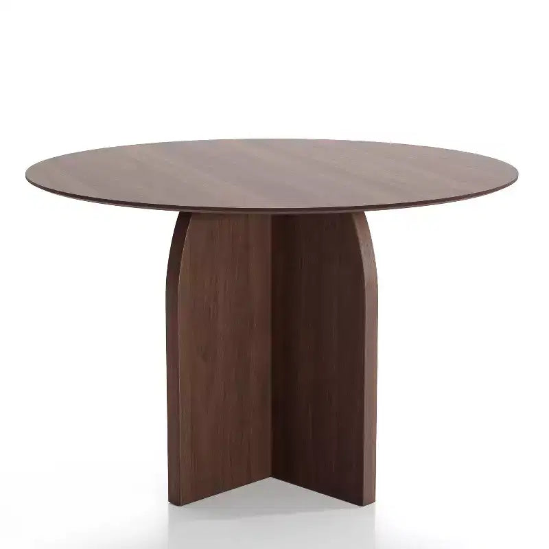 Mesa de jantar redonda PexFix de madeira maciça, 45 x45, com acabamento em nogueira e pernas arqueadas elegantes para salas de jantar e cozinhas modernas