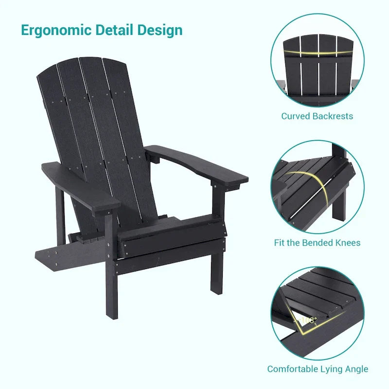 Conjunto de 4 cadeiras Adirondack de exterior em madeira resistente às intempéries Bonosuki