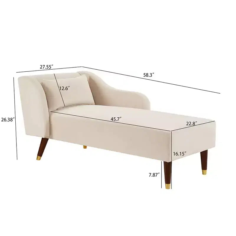 Moderner Samt-Chaiselongue-Sessel, gepolsterter Relaxsessel mit geschwungener Armlehne, Schlafsofa für Schlafzimmer, Büro oder Wohnzimmer
