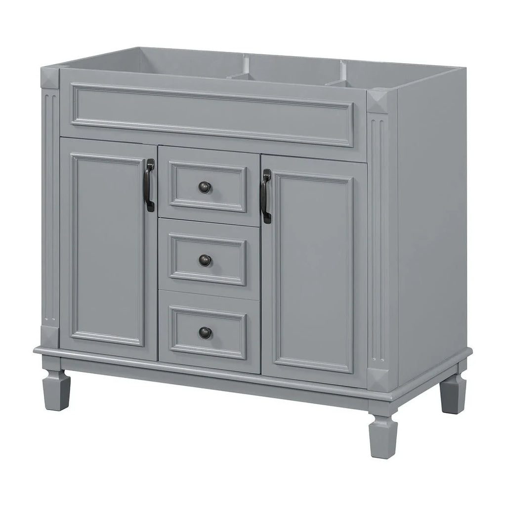 Moderne badkamermeubelset van 36 inch met wastafelblad, spiegelkast, 2 deuren en 2 laden
