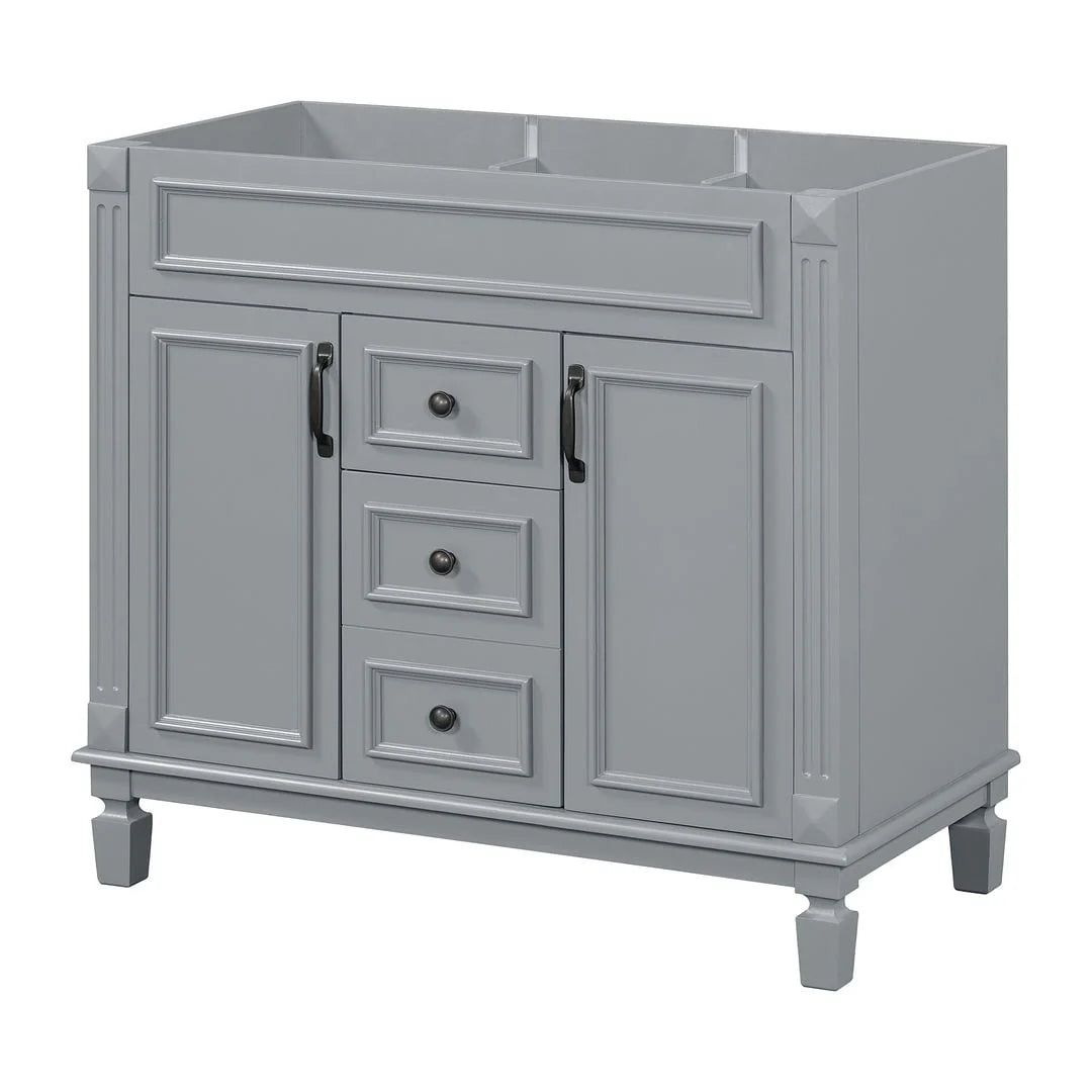 Moderne badkamermeubelset van 36 inch met wastafelblad, spiegelkast, 2 deuren en 2 laden