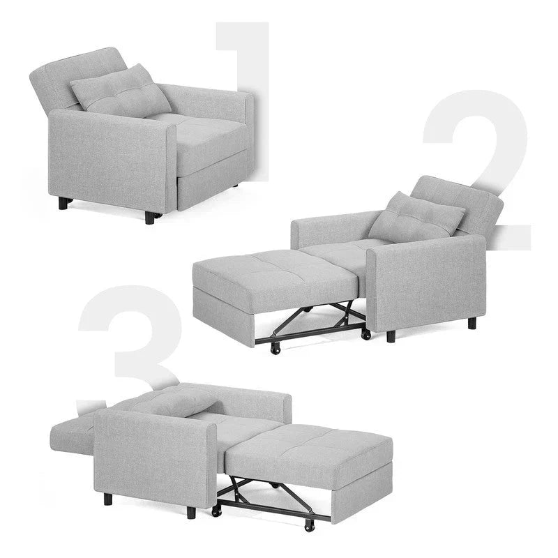 Sofá-cama ajustável 3 em 1, sofá-cadeira extraível, cama dobrável convertível para a sala de estar