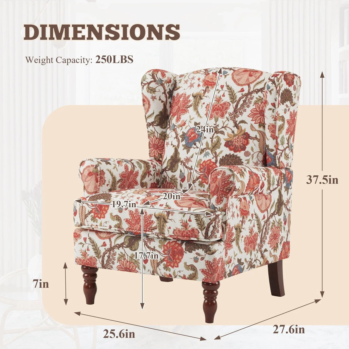 Fauteuil d’appoint moderne Erommy, fauteuil à dossier haut, canapé une place en tissu rembourré avec boutons et pieds en bois pour le salon