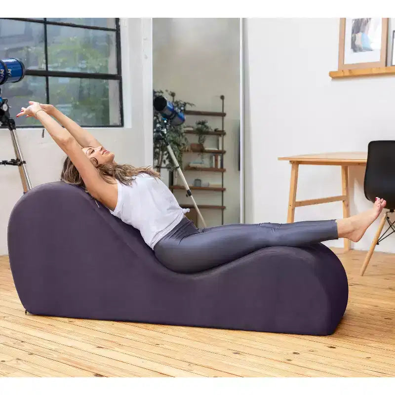 Espreguiçadeira elegante Avana para ioga - fabricada nos EUA - ideal para alongamentos, relaxamento, exercício e muito mais, 60D x 18W x 26H polegadas, cinzento-claro