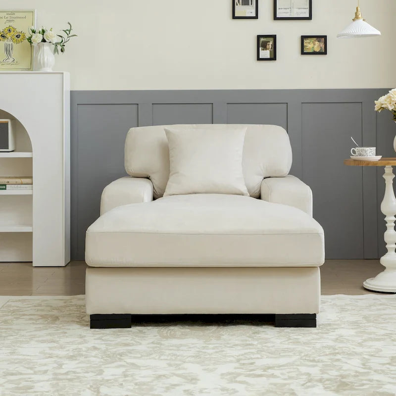 Sofá-cama moderno de meados do século, extragrande, com chaise longue e almofada