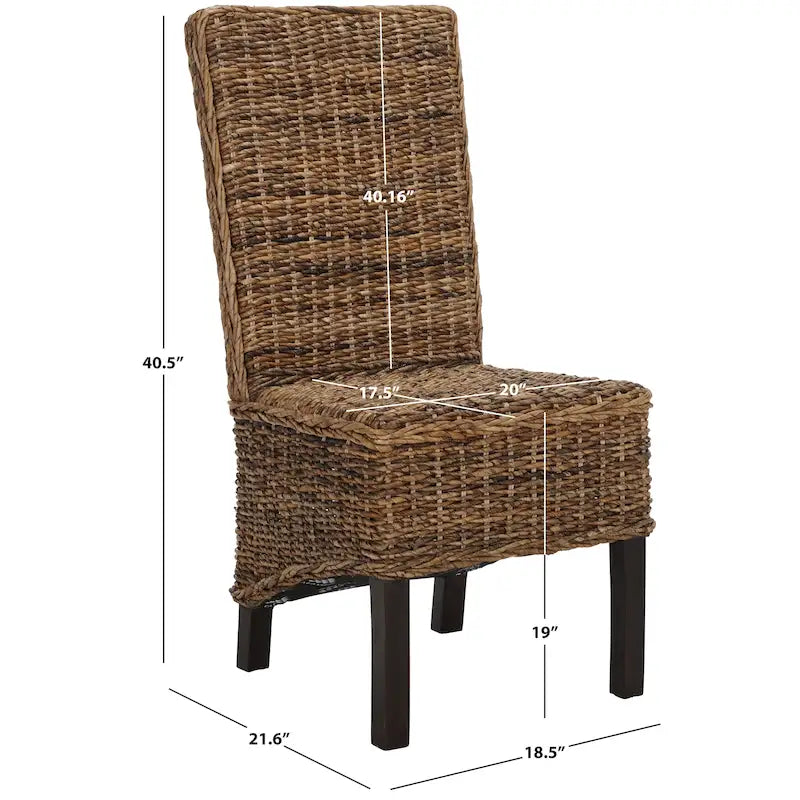 Set aus 2 Esszimmerstühlen aus natürlichem Flechtwerk, 19 B × 22 T × 41 H, Boho-Küstenstil