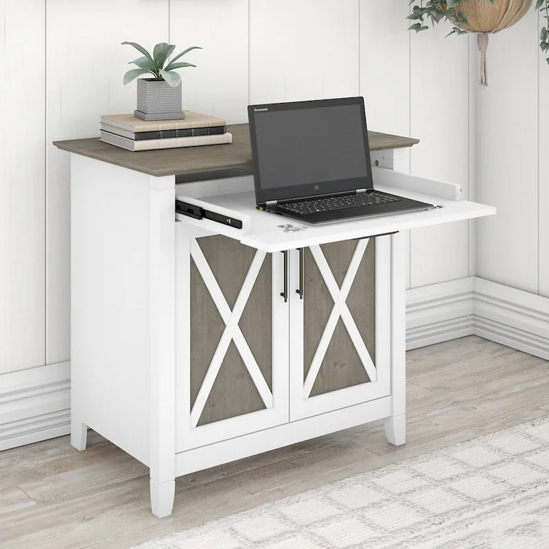 Bureau secrétaire Key West avec meuble de rangement, par Bush Furniture