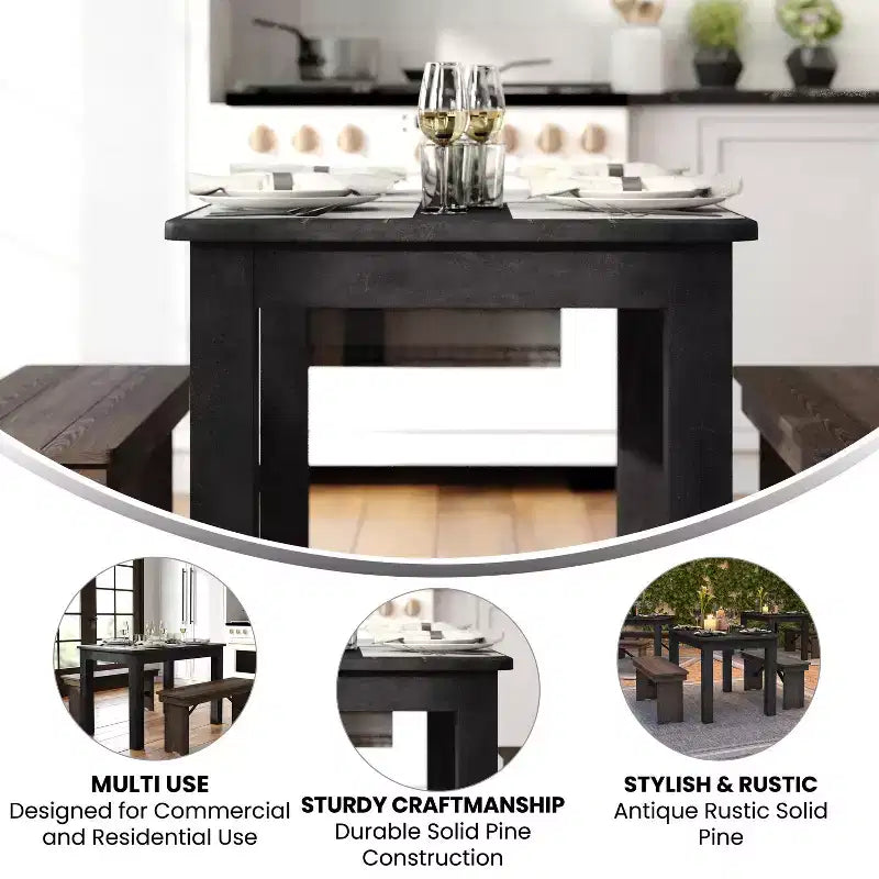 Tavolo da pranzo rettangolare in pino massello Flash Furniture, 46 x 30