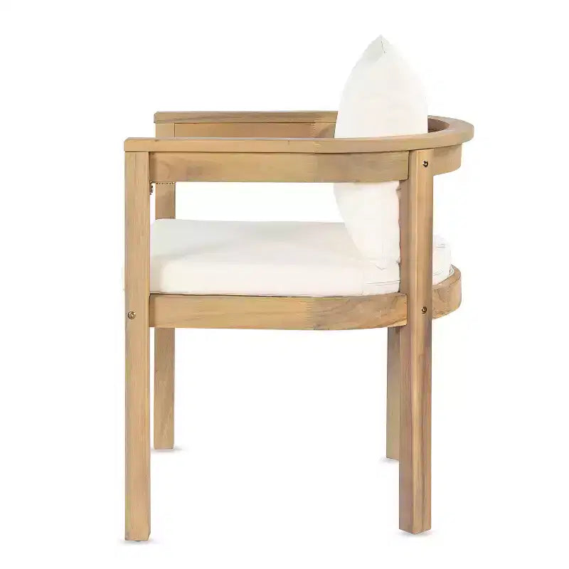 Conjunto de jantar rústico Irene da Christopher Knight Home com 9 peças, em madeira de acácia para exterior, cadeiras com encosto curvo e almofadas