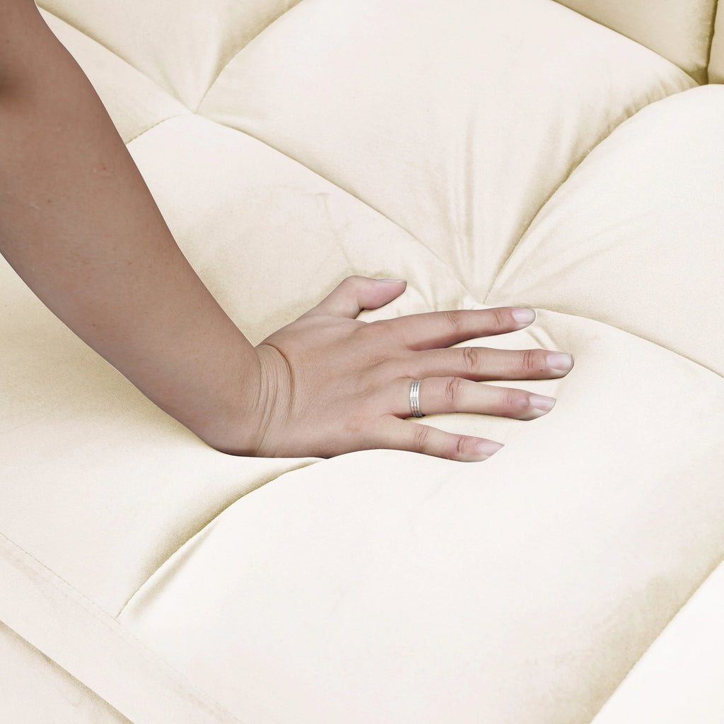 Divano letto convertibile 3-in-1 in velluto da 64,96", con schienale regolabile, tasca portaoggetti e portata di 500 lb