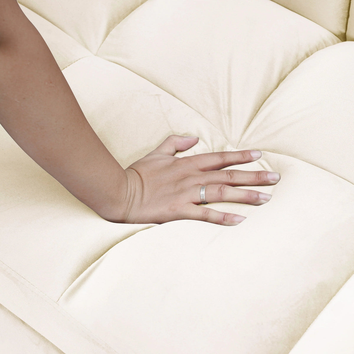 Divano letto convertibile 3-in-1 in velluto da 64,96", con schienale regolabile, tasca portaoggetti e portata di 500 lb