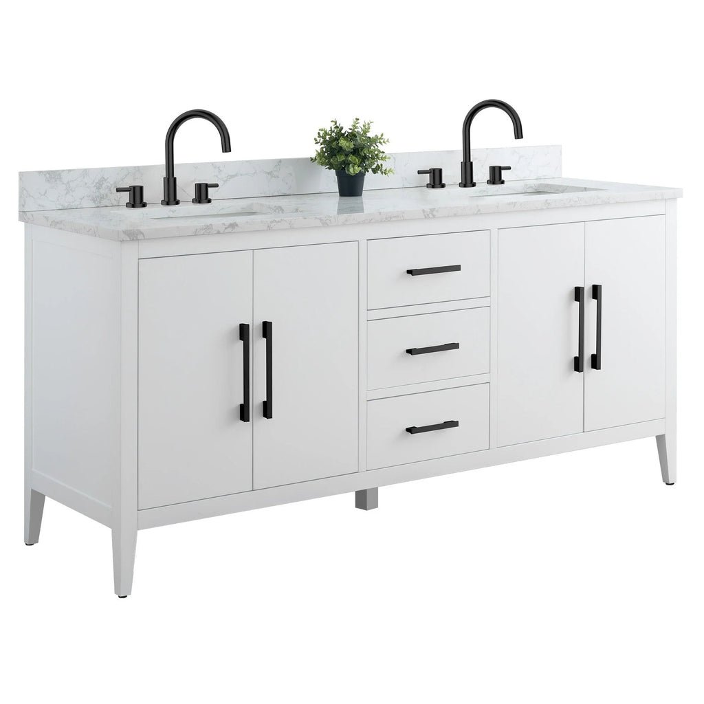 Mobile bagno Vanity Art 72 con doppio lavabo e piano in marmo composito