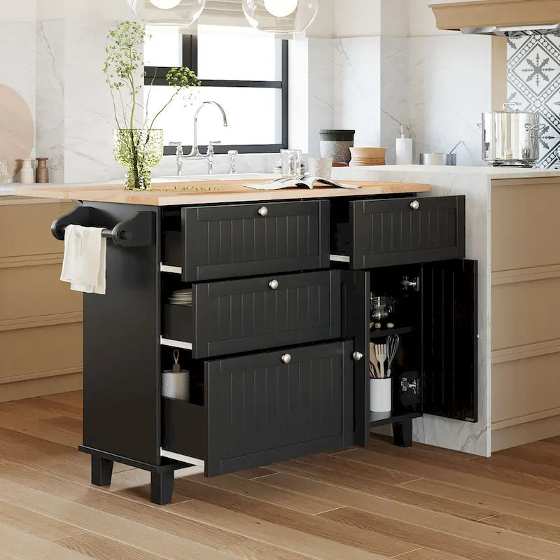 Conjunto de ilha de cozinha TOPMAX com aba rebatível e 2 lugares, conjunto de mesa de jantar com prateleira ajustável, gavetas e toalheiro