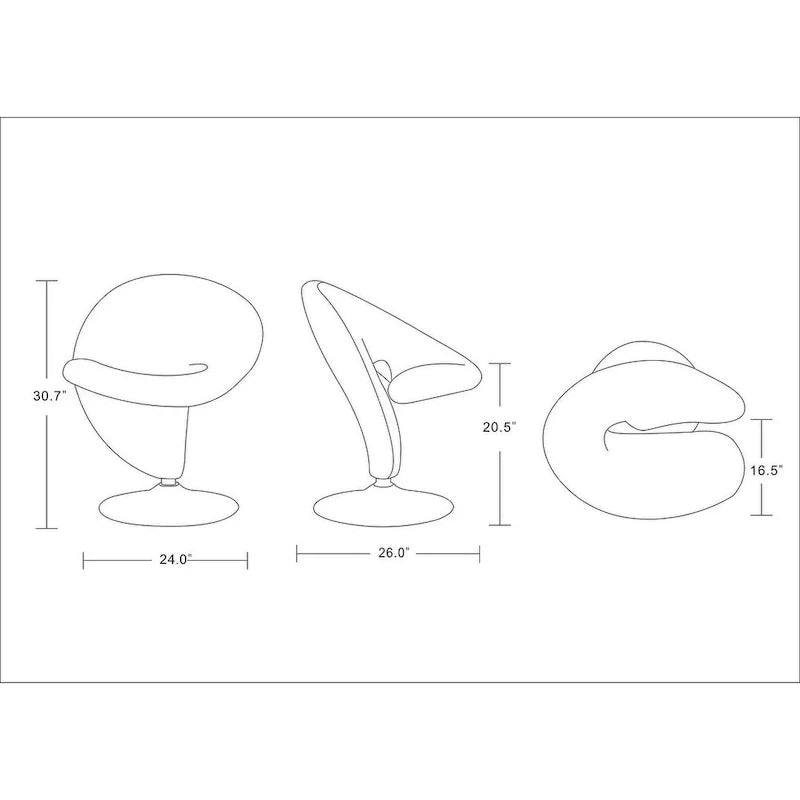 Manhattan Comfort Curl drehbarer Akzentstuhl aus Wollmischgewebe mit Chromgestell (2er-Set)