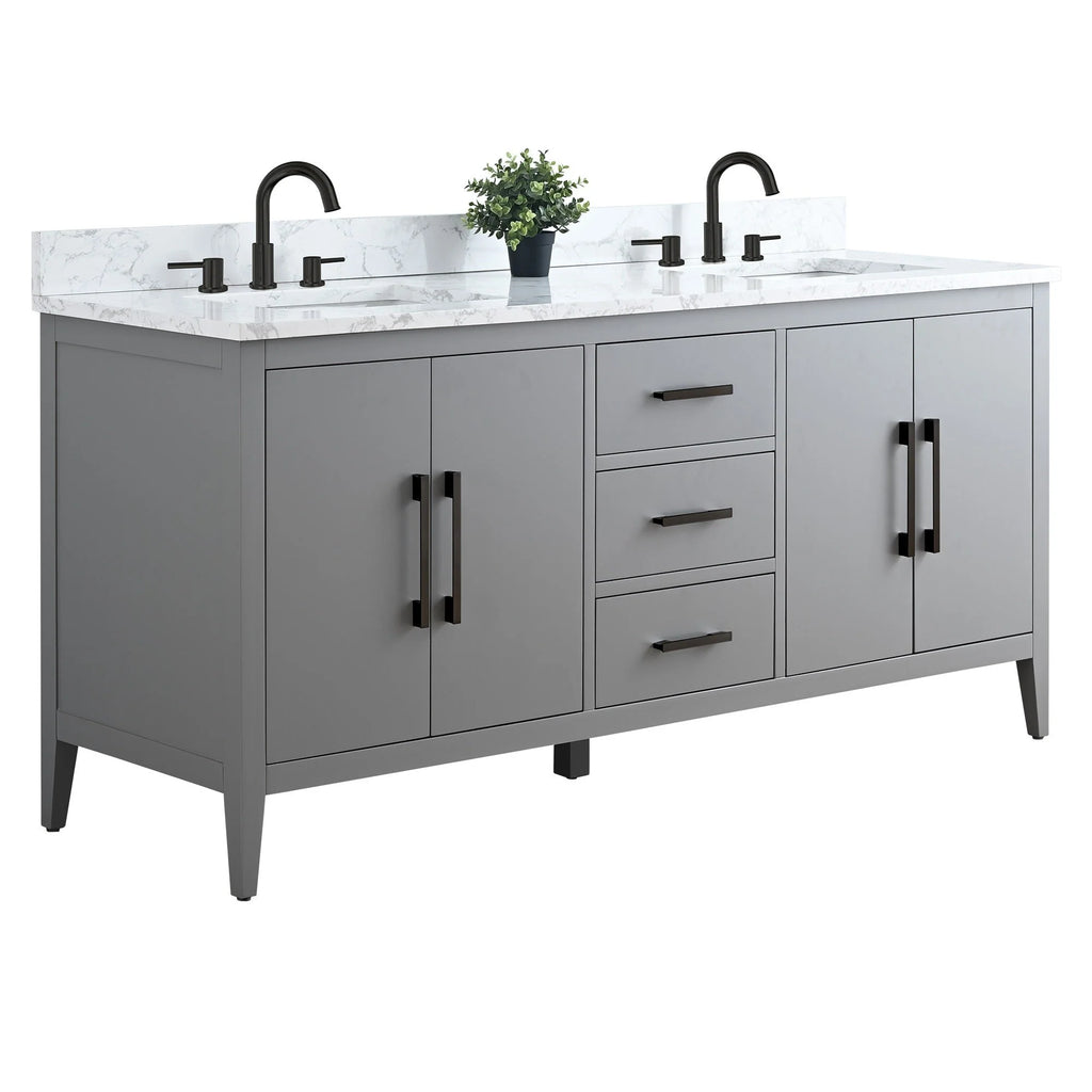 Mobile bagno Vanity Art 72 con doppio lavabo e piano in marmo composito