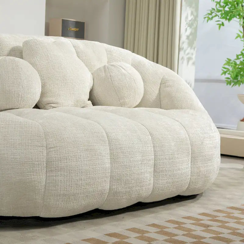 Witte chenille loungefauteuil van 63,78 met schuim met hoge dichtheid