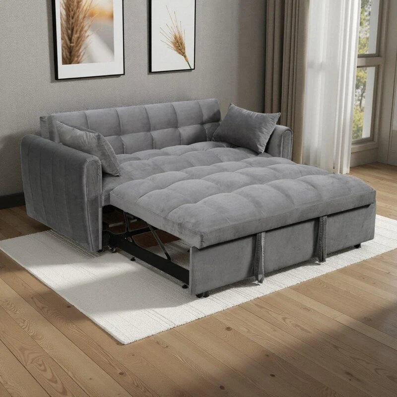Divano letto convertibile 3-in-1 in velluto da 64,96", con schienale regolabile, tasca portaoggetti e portata di 500 lb