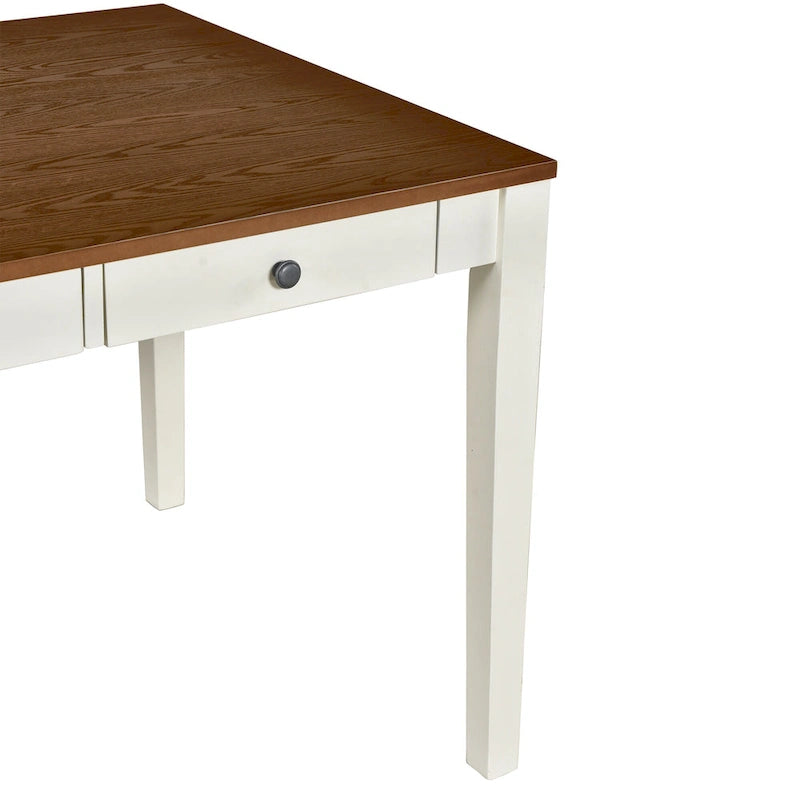 6-teiliges Esszimmer-Set aus Holz mit 4 Stühlen und Bank, Tisch mit Schublade