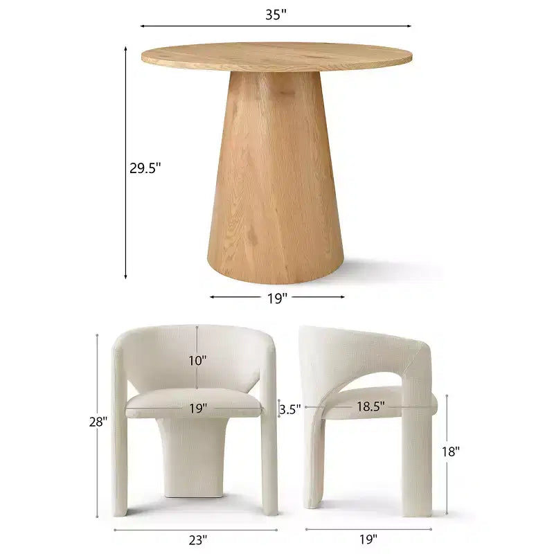 Ensemble de petite table à manger pour 2 personnes, chaises rembourrées beiges, table ronde à piètement central, mobilier de cuisine moderne et compact-Panipeachy