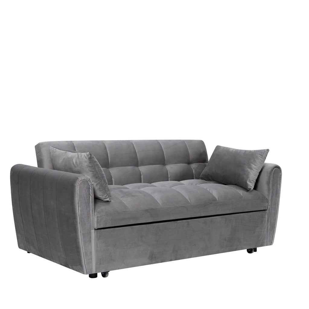 Divano letto convertibile 3-in-1 in velluto da 64,96", con schienale regolabile, tasca portaoggetti e portata di 500 lb