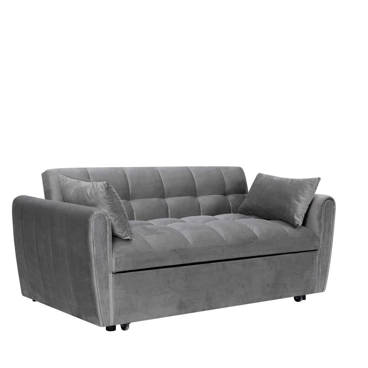Divano letto convertibile 3-in-1 in velluto da 64,96", con schienale regolabile, tasca portaoggetti e portata di 500 lb