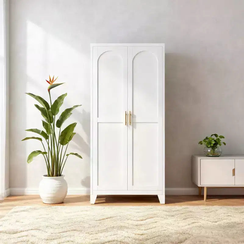 Armário de arrumação Homy Casa com 4 portas, painéis de cana e prateleiras ajustáveis para sala de estar, sala de jantar ou entrada, preto e natural