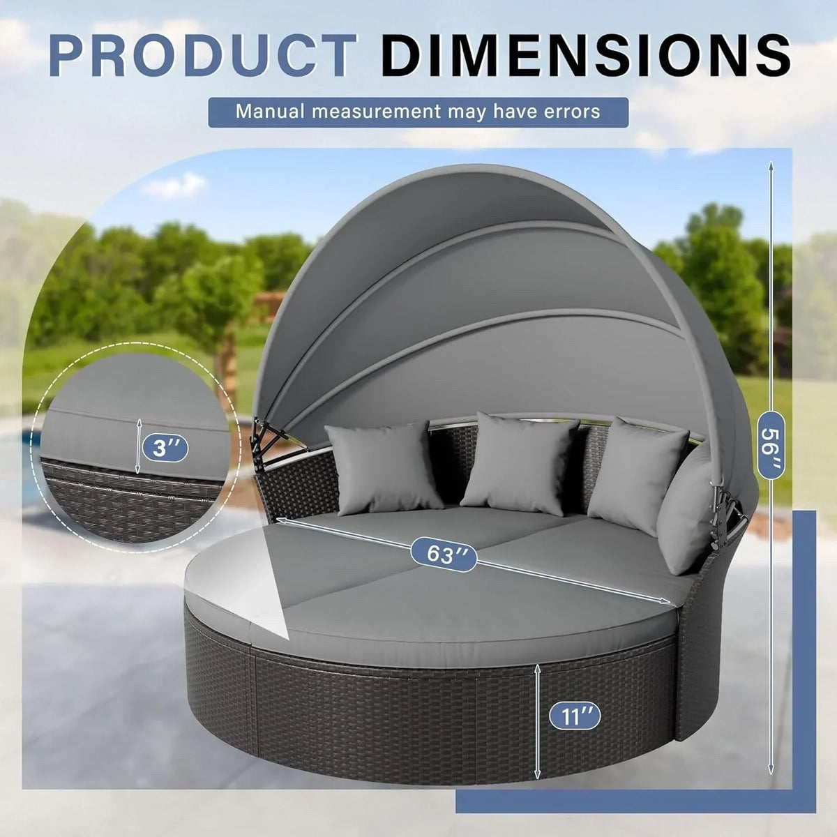 Conjunto de 4/5 peças para convívio no exterior Nuon, conjunto de espreguiçadeira de vime com cobertura, da Havenside Home