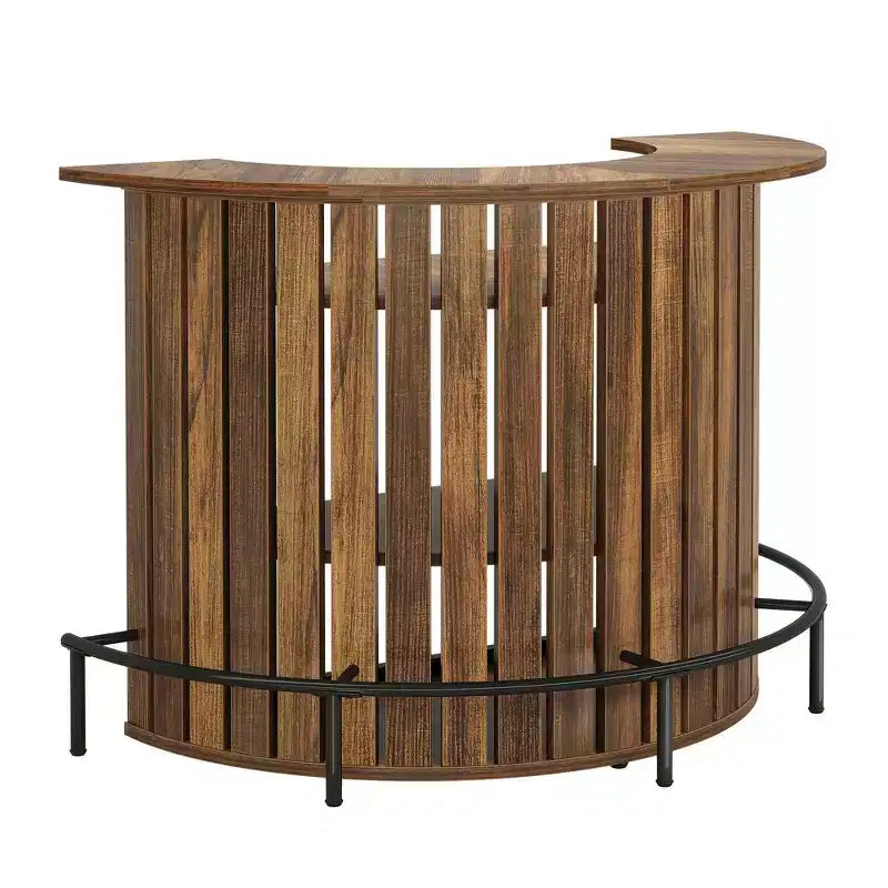 Mini-bar de 4 níveis em forma de arco, armário-bar doméstico moderno de estilo rústico com apoio para os pés e estrutura em MDF