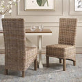 Set aus 2 Esszimmerstühlen aus natürlichem Flechtwerk, 19 B × 22 T × 41 H, Boho-Küstenstil