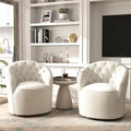 SEYNAR Modern Velvet Upholstered 360 Degree Swivel Barrel Chair with Button Tufted Back Set of 2