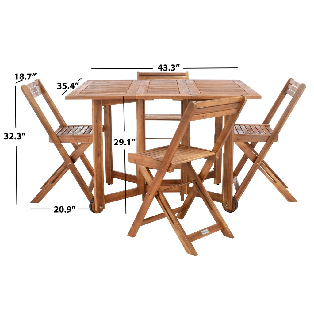 Conjunto de mesa de jantar exterior SAFAVIEH Brandy com 5 peças - 43Wx35Dx29H