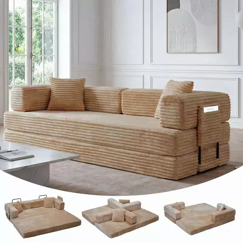 80.7 5-in-1 Divano letto trasformabile ??a coste, 1200 lbs, senza montaggio