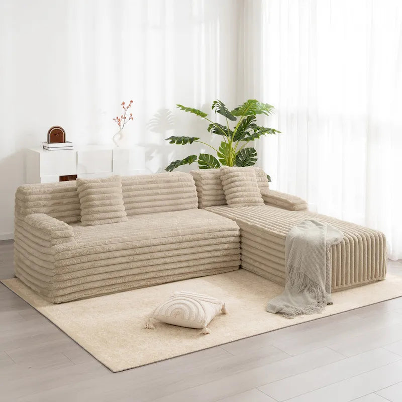 Sofá seccional Cloud, sofá moderno estofado com 2 almofadas decorativas, sofá de combinação livre, sofá seccional modular em forma de L