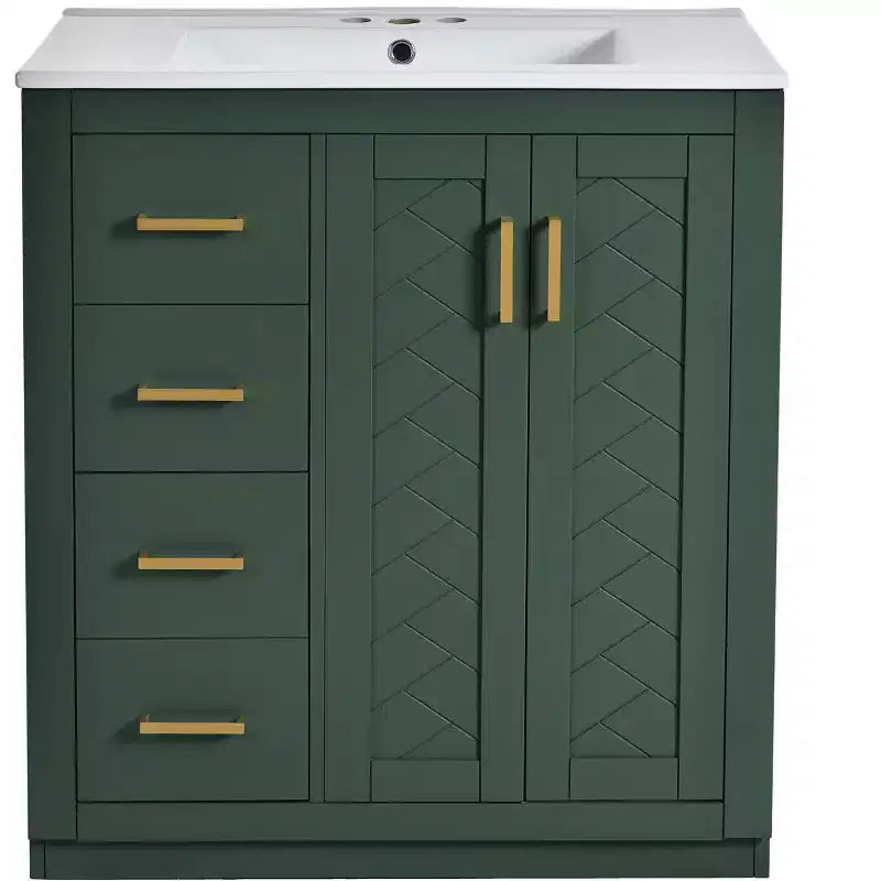 30 Single Sink Bathroom Vanity with Cabinet & 3 Drawers ??Black / Blue / Green / Indigo / White