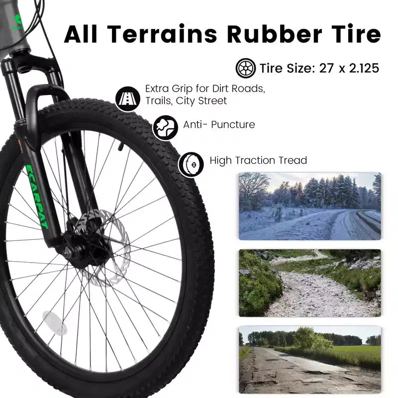 Mountain bike Okak da 27.5 pollici con doppi ammortizzatori anteriori e posteriori, bici da sterrato a 21 velocità con freni a disco meccanici, bici per adulti da uomo e donna