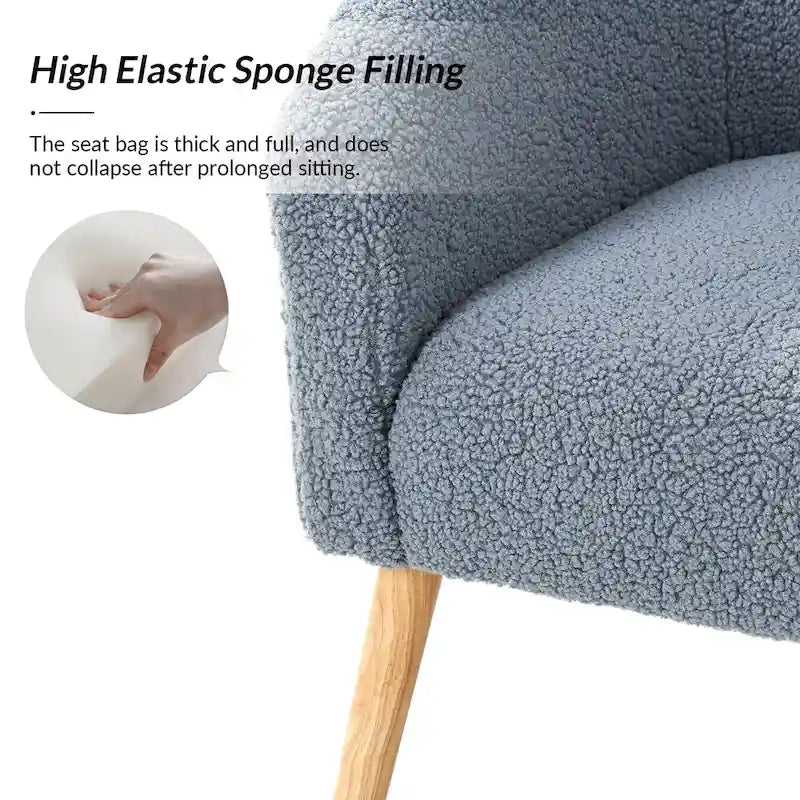 Sheila Modern 30 W Boucle Armchair with Solid Wood Legs Set of 2 by HULALA HOME