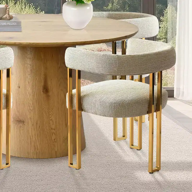 Rozkládací kulatá až oválná jídelní souprava se 4 sametovými křesílky, moderní design s podstavcem, pro až 8 osob-Panipeachy