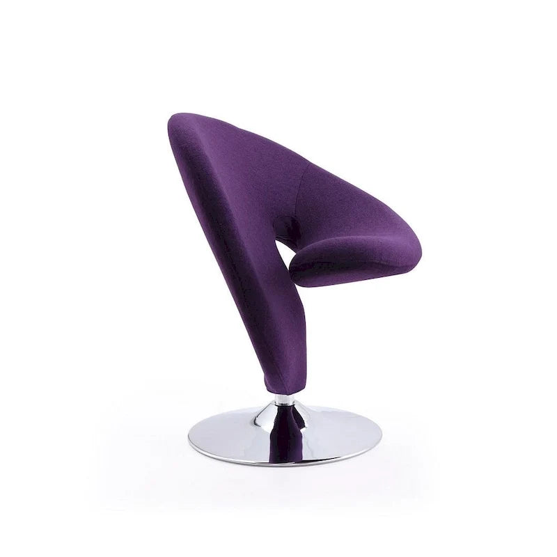 Manhattan Comfort Curl drehbarer Akzentstuhl aus Wollmischgewebe mit Chromgestell (2er-Set)