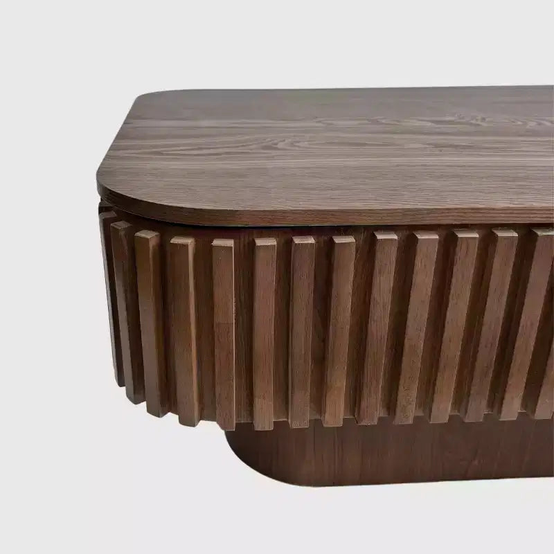 Mesa de centro JVNOXK com tampo elevatório canelado de 38.6', com arrumação, folheado de madeira maciça, altura ajustável, mesa de destaque moderna para sala de estar ou quarto, nogueira