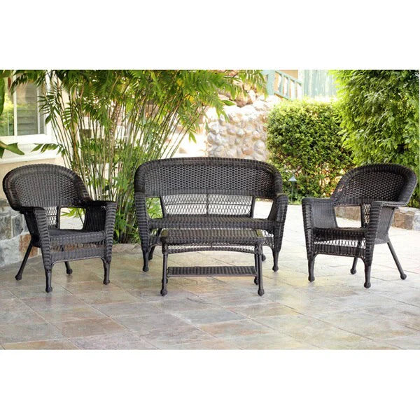 Set da conversazione da patio in vimini, 4 pezzi