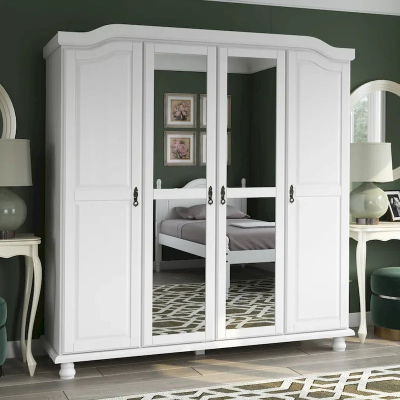 Guarda-roupa de 4 portas Kyle da Palace Imports, 100% em madeira maciça, com portas de madeira maciça ou espelhadas