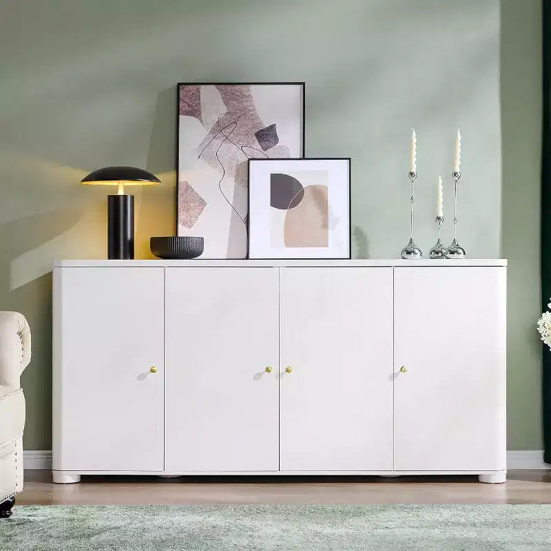 Küchenbuffet und Anrichte mit 4 Türen und Regalböden, moderner großer Buffetschrank mit Stauraum, 66-Zoll-Kaffee-Barschrank