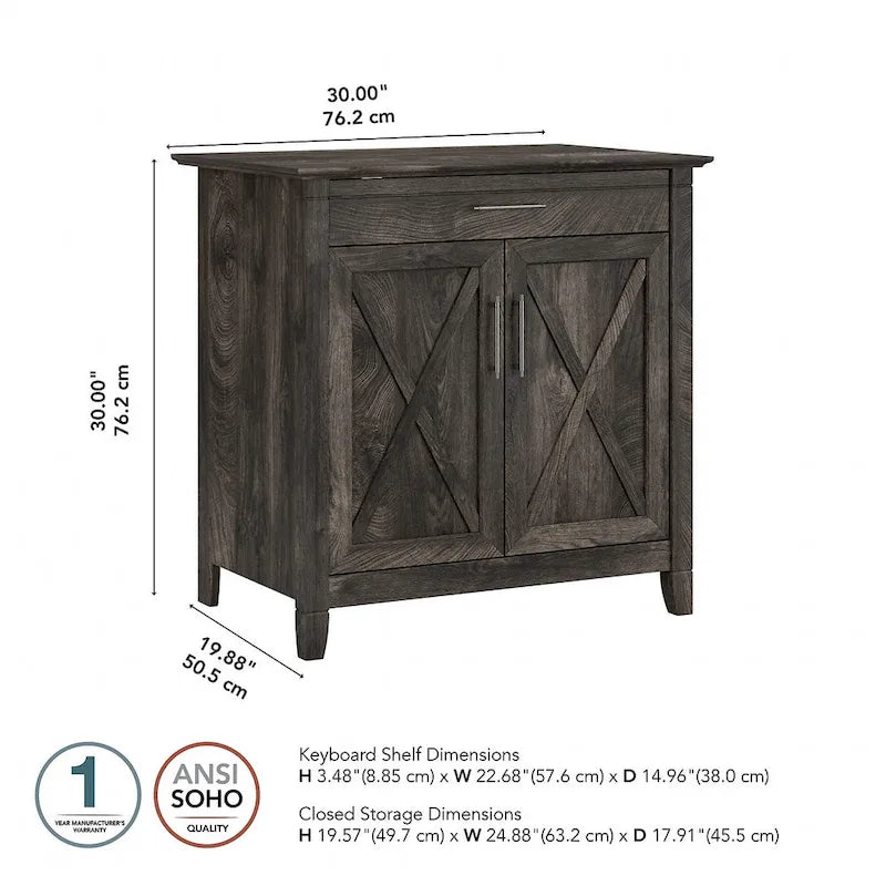 Bureau secrétaire Key West avec meuble de rangement, par Bush Furniture