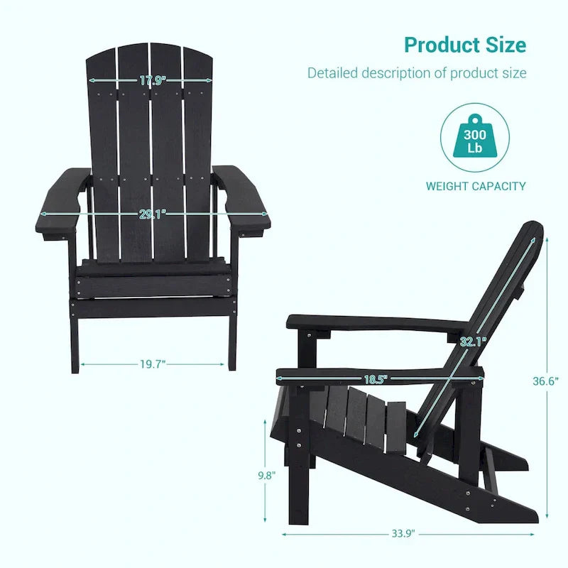 Conjunto de 4 cadeiras Adirondack de exterior em madeira resistente às intempéries Bonosuki
