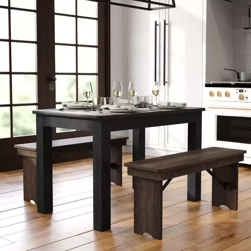 Tavolo da pranzo rettangolare in pino massello Flash Furniture, 46 x 30