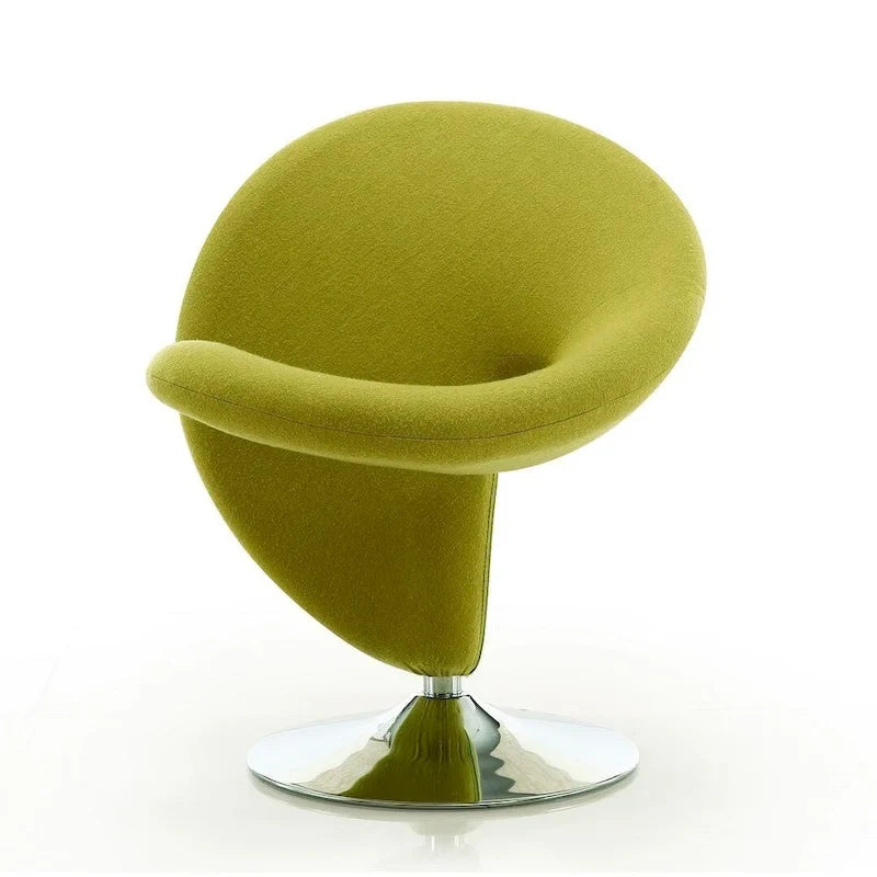 Manhattan Comfort Curl drehbarer Akzentstuhl aus Wollmischgewebe mit Chromgestell (2er-Set)