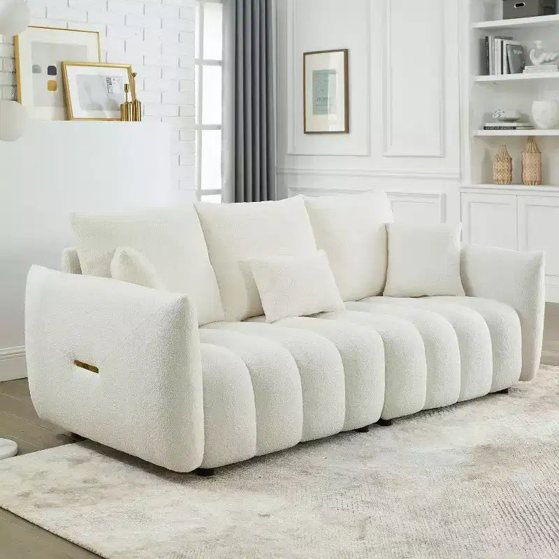 Divano moderno GDFStudio Alanna da 79,5 pollici, a 3 posti, rivestito in tessuto teddy con cuscini