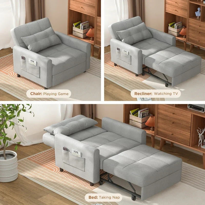 Sofá-cama ajustável 3 em 1, sofá-cadeira extraível, cama dobrável convertível para a sala de estar