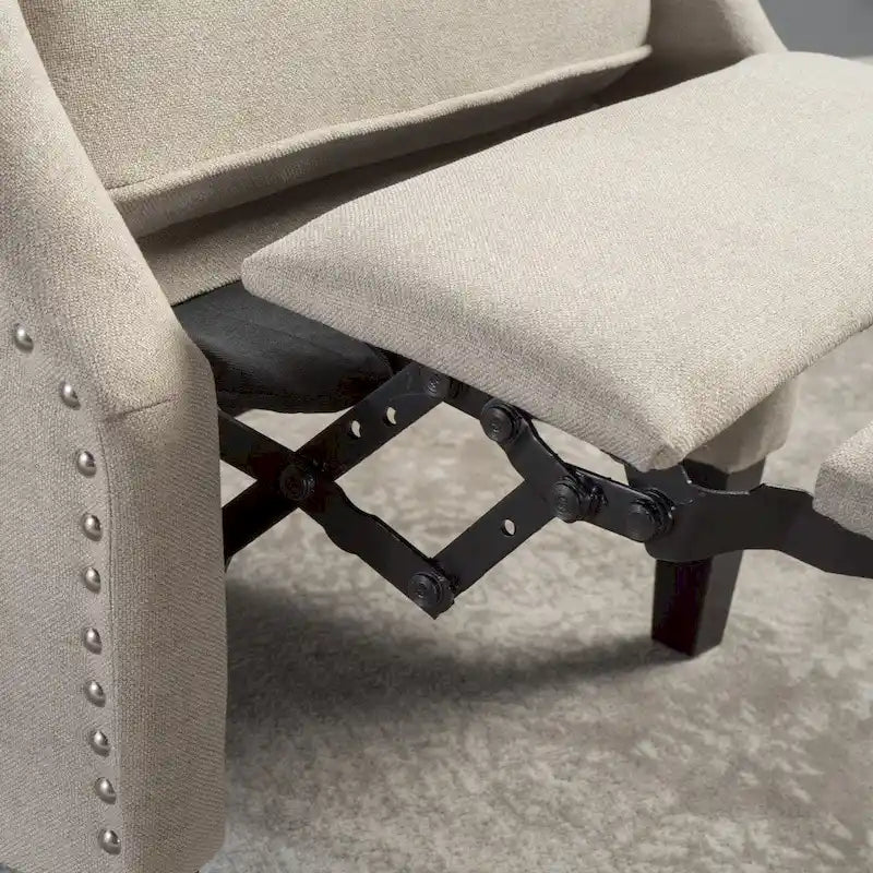 Fotel rozkładany typu wingback z mechanizmem push-back, tapicerowany, w klasycznym stylu, do salonu