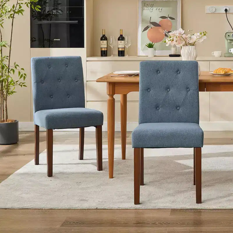 Parsons-Esszimmerstühle mit Knopfheftung, Set aus 6/4 Stück – gepolsterte Küchenstühle aus Stoff mit Holzbeinen und gepolsterten Sitzen – moderner Stil